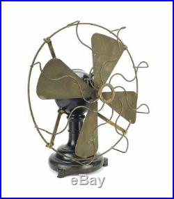 Antique 12 Ball Motor Holtzer Cabot Electric Desk Fan Brass