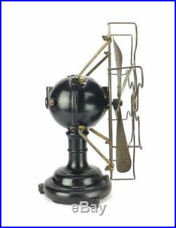 Antique 12 Ball Motor Holtzer Cabot Electric Desk Fan Brass