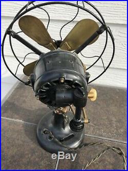 Antique 12 Brass Blade Western Electric Hawthorn Double Lever Fan