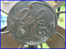 Antique 12 GE General Electric brass blade 3 speed oscillating fan