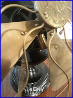 Antique 12 GE Type UI Form e Fan BRASS BLADES & CAGE Yoke-Mount pancake motor