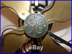 Antique 12 General Electric GE AOU 75423 3 Speed Desk Fan Brass Blade