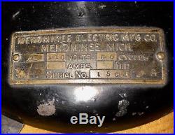 Antique 12 Menominee tab base ball motor fan