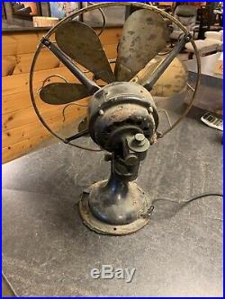 Antique 12 Six Brass Blade Westinghouse Multi Speed Oscillating Fan Circa 1919