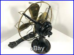 Antique 12 in. Westinghouse Brass 4 Blade Wavy Cage Fan Model 162628 Works