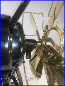 Antique 12 in. Westinghouse Brass Blade Electric Fan, Model 162628 1 speed