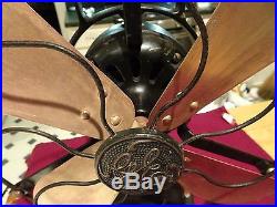 Antique 12 inch Brass Blade Cast Iron Oscillating Fan