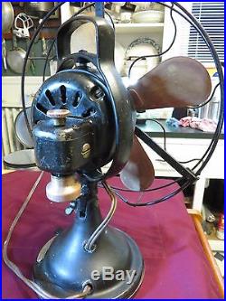 Antique 12 inch Brass Blade Cast Iron Oscillating Fan