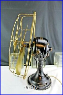 Antique 16 4 Brass Blades GE Industrial Tilt & Swivel Desk Fan Working