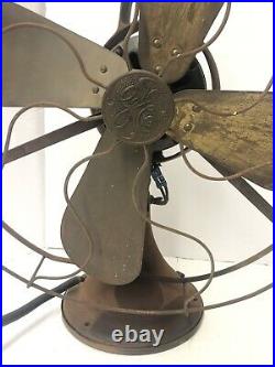 Antique 16 Brass Blade GE Loop Handle Oscillating Fan 75425 Works Parts/Restore