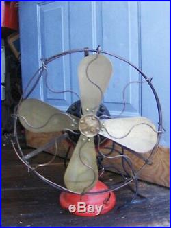 Antique 16 GE Oscillating Fan From 1901 Parts Or Repair Brass Blades