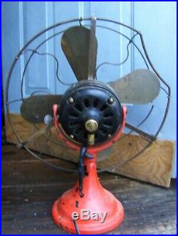 Antique 16 GE Oscillating Fan From 1901 Parts Or Repair Brass Blades