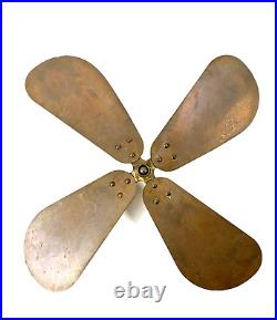 Antique 16 General Electric Brass Fan Blade Stamped Hub 1912 USA Oscillator OEM