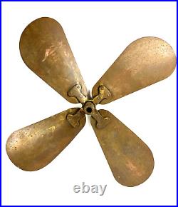 Antique 16 General Electric Brass Fan Blade Stamped Hub 1912 USA Oscillator OEM