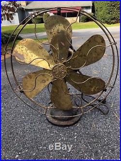 Antique 17 GE General Electric Brass Blade Cage Fan Oscillator