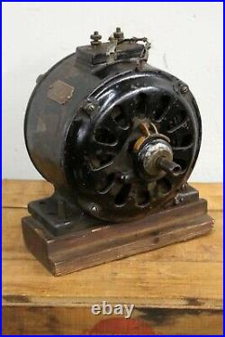 Antique 1900s Colonial Fan & Motor Co Brass Blade Fan Pancake Motor parts repair