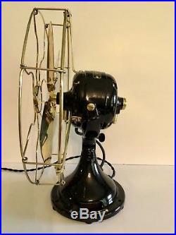 Antique 1913 GE SMY 12 Brass 3 Speed Electric Fan RESTORED