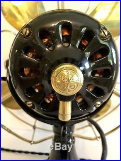 Antique 1913 GE SMY 12 Brass 3 Speed Electric Fan RESTORED