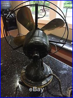 Antique 1915 Ge Brass Blade Fan