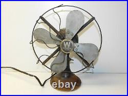 Antique 1916 Westinghouse 241853A Electric 4 Metal Blade Oscillating Table Fan