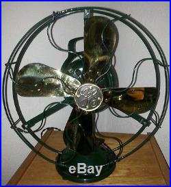 Antique 1917 GE 2 Star 12 Brass Blade Fan
