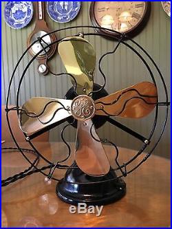 Antique 1917 GE 9 Brass Blade 2 Speed General Electric Fan RESTORED