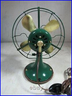 Antique 1919/1920's GE General Electric 9 Brass Blades Whiz Desk Table Fan