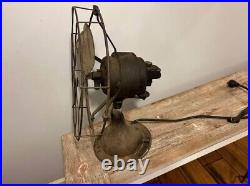 Antique 1920's Brass 4-Blade 12 3-Speed Oscillating Desk Table Fan