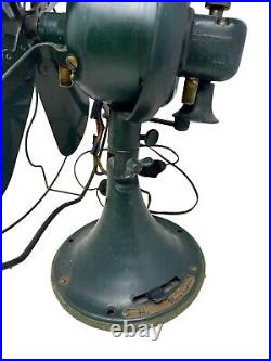Antique 1920's GE Green 17 3-Speed Oscillating Fan A0U/AK1 Works Great