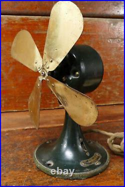 Antique 1920's General Electric Whiz 9 Fan GE Brass Blades Working