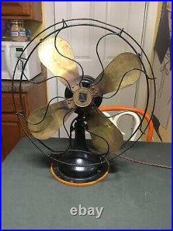 Antique 1920's Graybar Rare 17 Brass Oscillating Table Fan Works