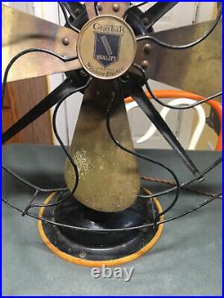 Antique 1920's Graybar Rare 17 Brass Oscillating Table Fan Works