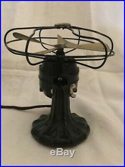 Antique 1920s Polar Cub Fan, Type H electric cast iron art deco, 7 Works