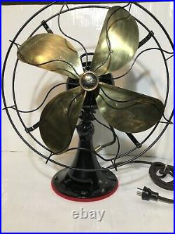 Antique 1920s Vintage Emerson Brass Blade Electric Fan 3-Speed restored Black