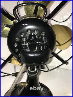 Antique 1920s Vintage Emerson Brass Blade Electric Fan 3-Speed restored Black