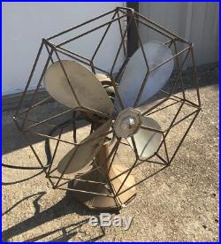 Antique 1930 16 Westinghouse ART DECO Octagon Cage Guard Table Fan Sculptured