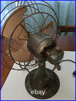Antique 1930s General Electric GE 3-Blade 12 Metal Fan 2-Speed Oscillating