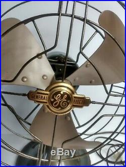 Antique 1930s General Electric GE Art Deco 2 peed rotation fan clean works 16