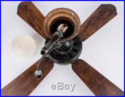 Antique 1930s Robbins & Myers 38 Inch Running Ceiling Fan & Light USA