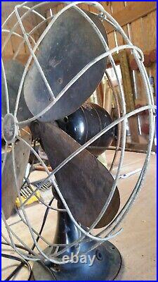 Antique 1940's Emerson Oscillating Fan 4-Blade 21 Tall 18 Wide Model 79648 AQ