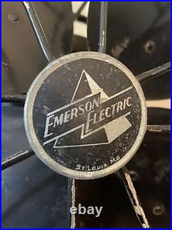 Antique 1947 Emerson Oscillating Fan 4-Blade 21 Tall Model 79648 AQ