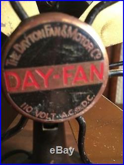 Antique 4 Brass Blade Oscillating Black 1920's Electric Dayton Ohio Fan-works