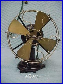 Antique 8 Dayton Brass Cage (Guard) Desk Fan