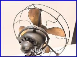 Antique 9 Oscillating GE Whiz Electric Fan Brass Blades Works 8.3