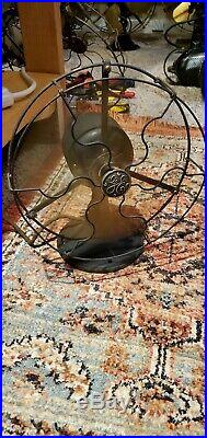 Antique 9 inch GE Whiz Desk Fan Brass Blade Steel Cage