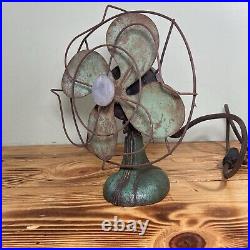 Antique A. G. Redmond Co. Desk Fan WORKS Art Deco Turquoise RARE 10 4 Blade