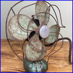 Antique A. G. Redmond Co. Desk Fan WORKS Art Deco Turquoise RARE 10 4 Blade