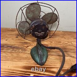 Antique A. G. Redmond Co. Desk Fan WORKS Art Deco Turquoise RARE 10 4 Blade