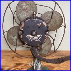 Antique A. G. Redmond Co. Desk Fan WORKS Art Deco Turquoise RARE 10 4 Blade