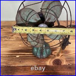 Antique A. G. Redmond Co. Desk Fan WORKS Art Deco Turquoise RARE 10 4 Blade